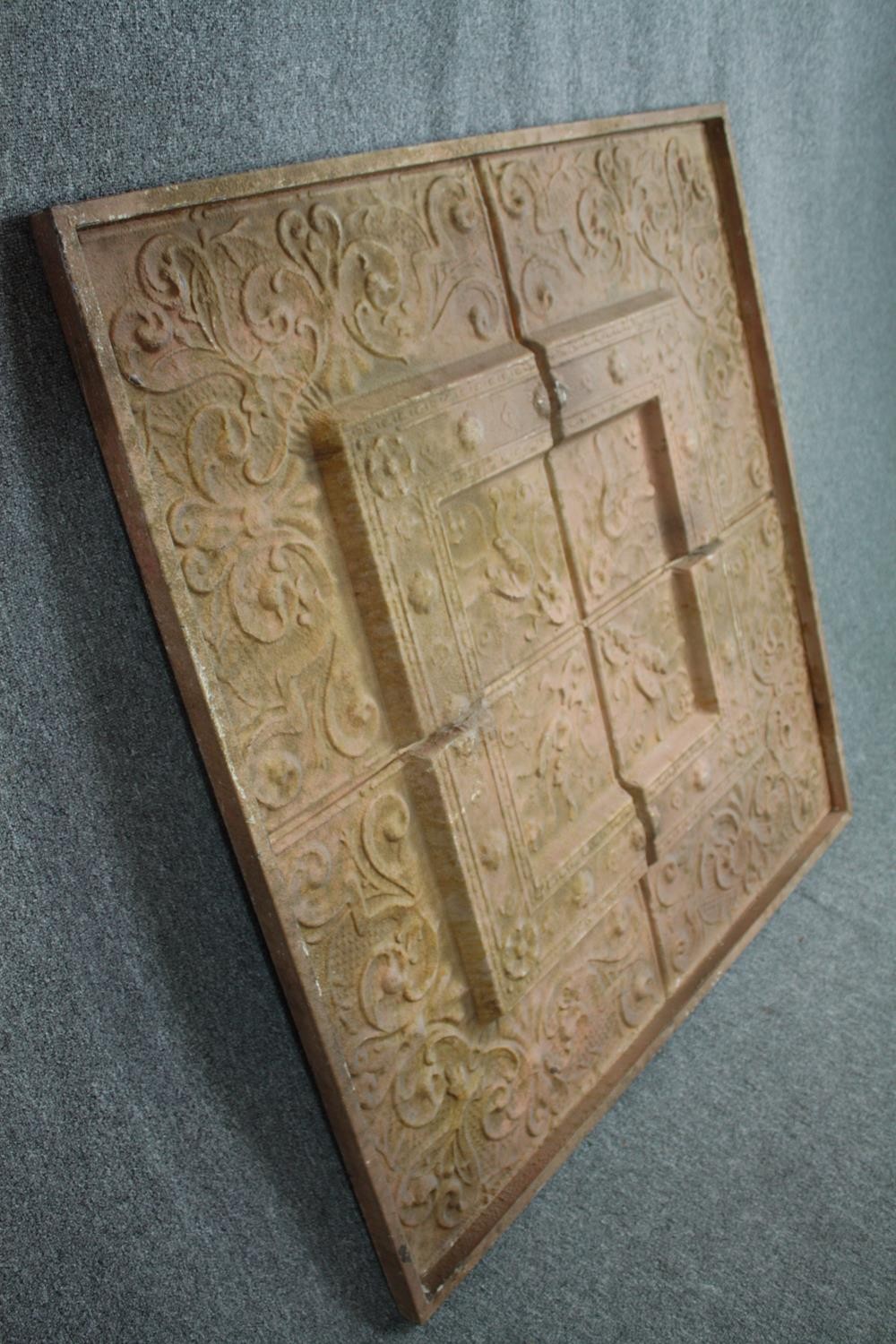 A large decorative pressed metal relief panel. H.128 W.128cm. - Image 3 of 6