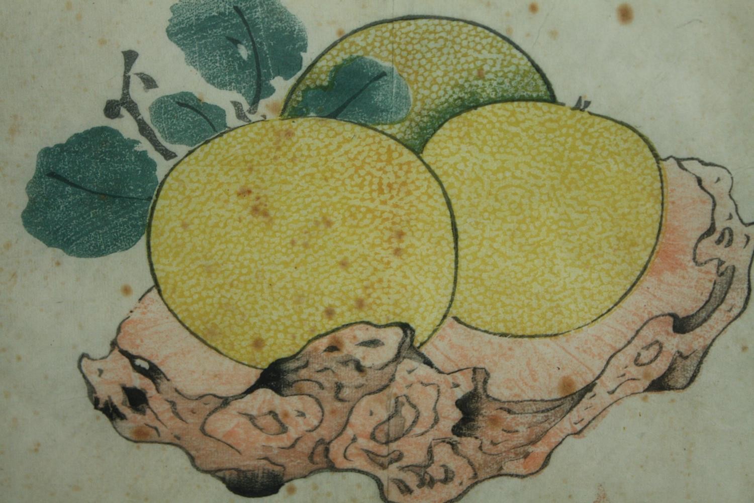 Two seventeenth century Chinese woodcuts. Once part of the arts council collection. Titled 'Yellow - Image 3 of 6