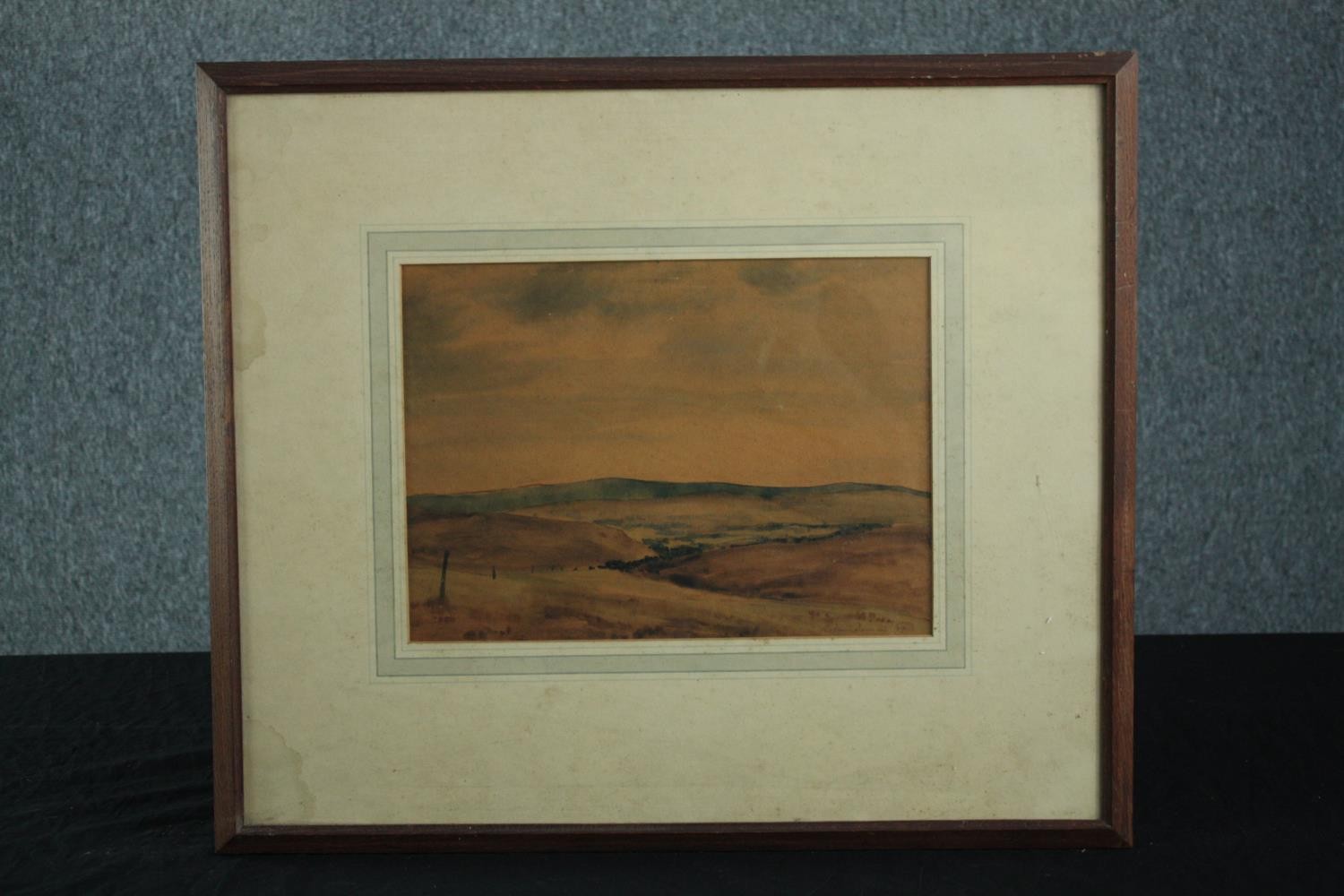 Watercolour painting. Landscape. Signed indistinctly lower right. H.48 W.56 cm. - Image 2 of 4