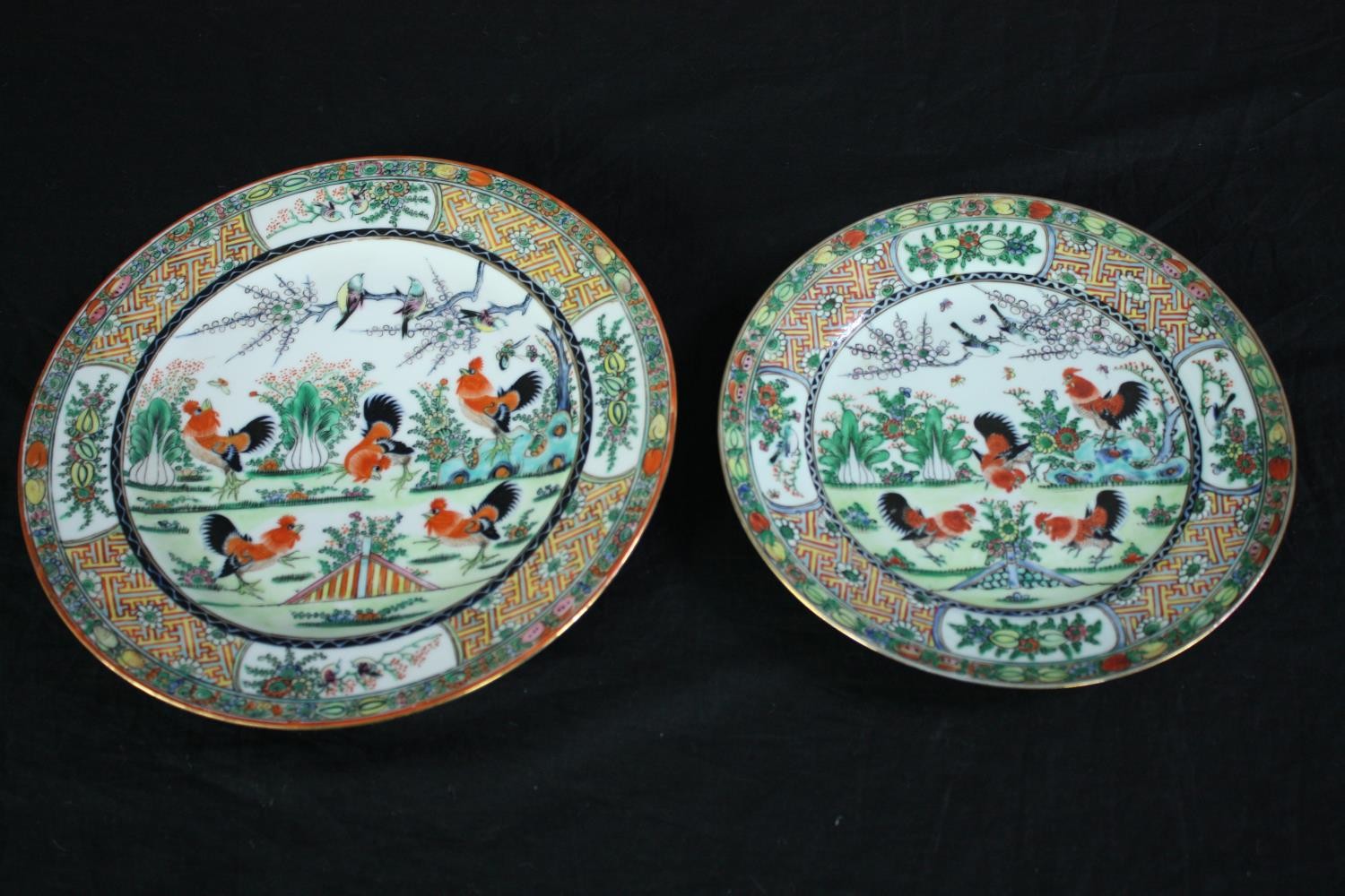 A set of tea cups and saucers. 'Made in China' probably for the export market. Hand painted and - Image 4 of 11