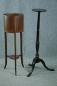 An Edwardian mahogany planter and a Georgian style torchere. H.102cm. (largest)