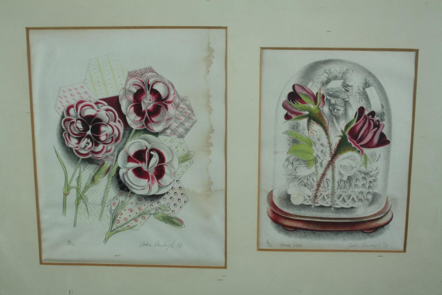 John Farleigh CBE (British. 1900 –1965). Two prints titled 'Moss Rose'. Each from an edition of