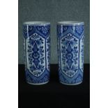 A pair of blue and white Chinese style vases. H.44 Dia. 20cm. (each)