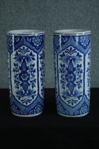 A pair of blue and white Chinese style vases. H.44 Dia. 20cm. (each)