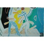 David Hockney. Hockney Paints the Stage. Lithograph poster. 1984. Framed and glazed. H.72 W.102 cm.