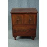 Chest of drawers, Georgian mahogany and satinwood inlaid. Small sized, converted from a commode. H.