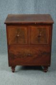 Chest of drawers, Georgian mahogany and satinwood inlaid. Small sized, converted from a commode. H.