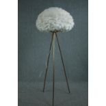 Floor standing lamp, vintage style with a feather effect shade. H.170 cm.