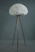 Floor standing lamp, vintage style with a feather effect shade. H.170 cm.