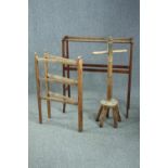 Two C.1900 towel rails and an old washing dolly. H.88 W.76cm. (largest)