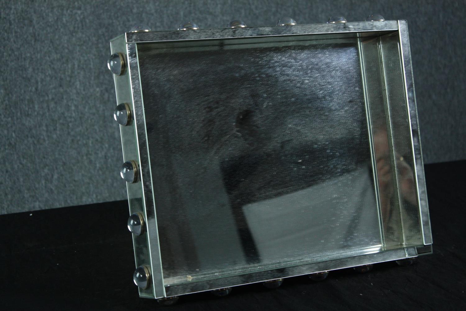 A contemporary industrial style metal framed wall mirror. H.39 W.49cm. - Image 2 of 4