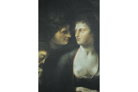 Lysander with Helena and Hermia, from Midsummer Night's Dream. Print on stretched canvas. Framed. - Image 1 of 3