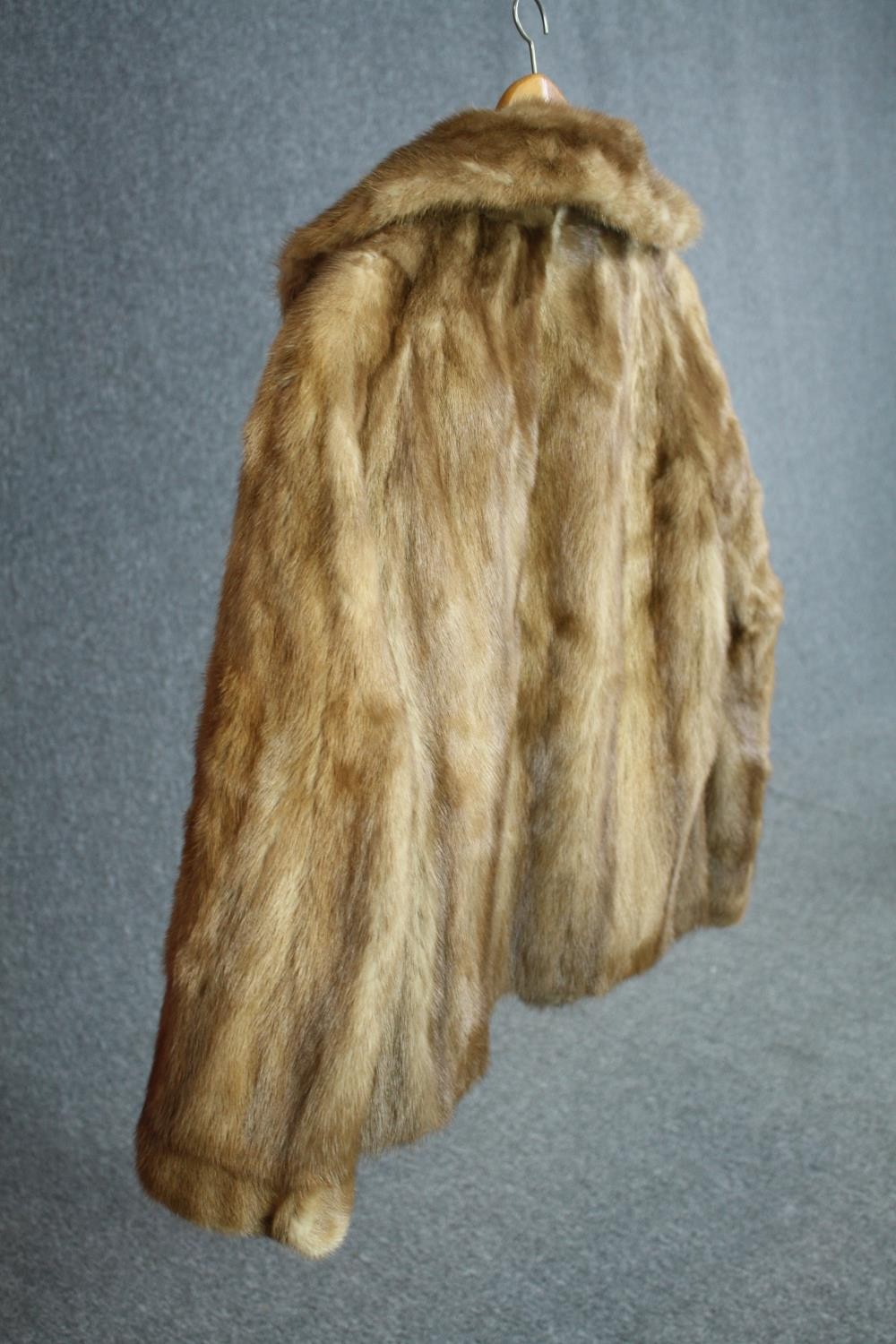 A vintage brown mink short fur coat by Scottish furriers A.E.Bell with dark green silk lining. - Image 5 of 11