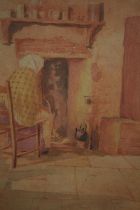 Watercolour painting. Titled 'The Crofters Hut'. Signed 'A. Neochell'?. Probably early twentieth