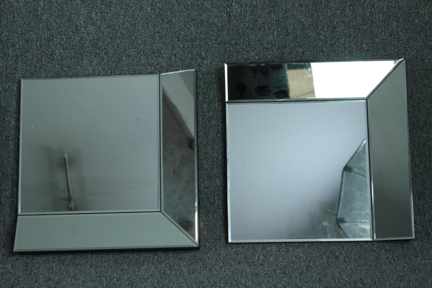 A contemporary wall mirror with glazed frame in four sections. H.42 W.40cm. (each) - Image 3 of 5