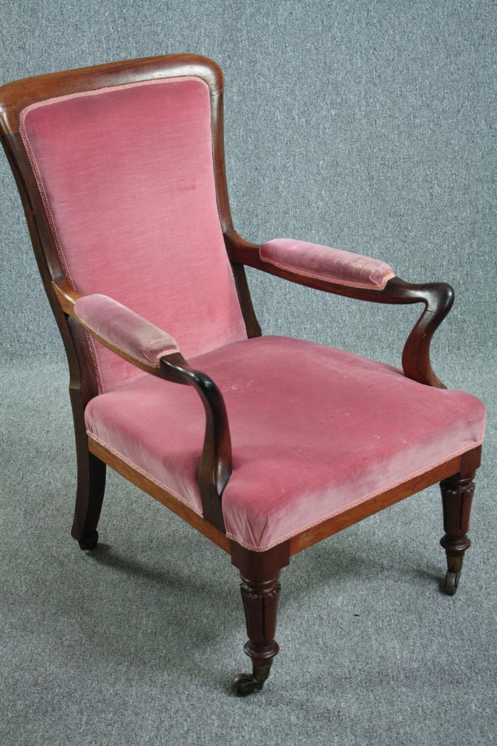 Armchair, 19th century mahogany framed, upholstered. - Image 2 of 2