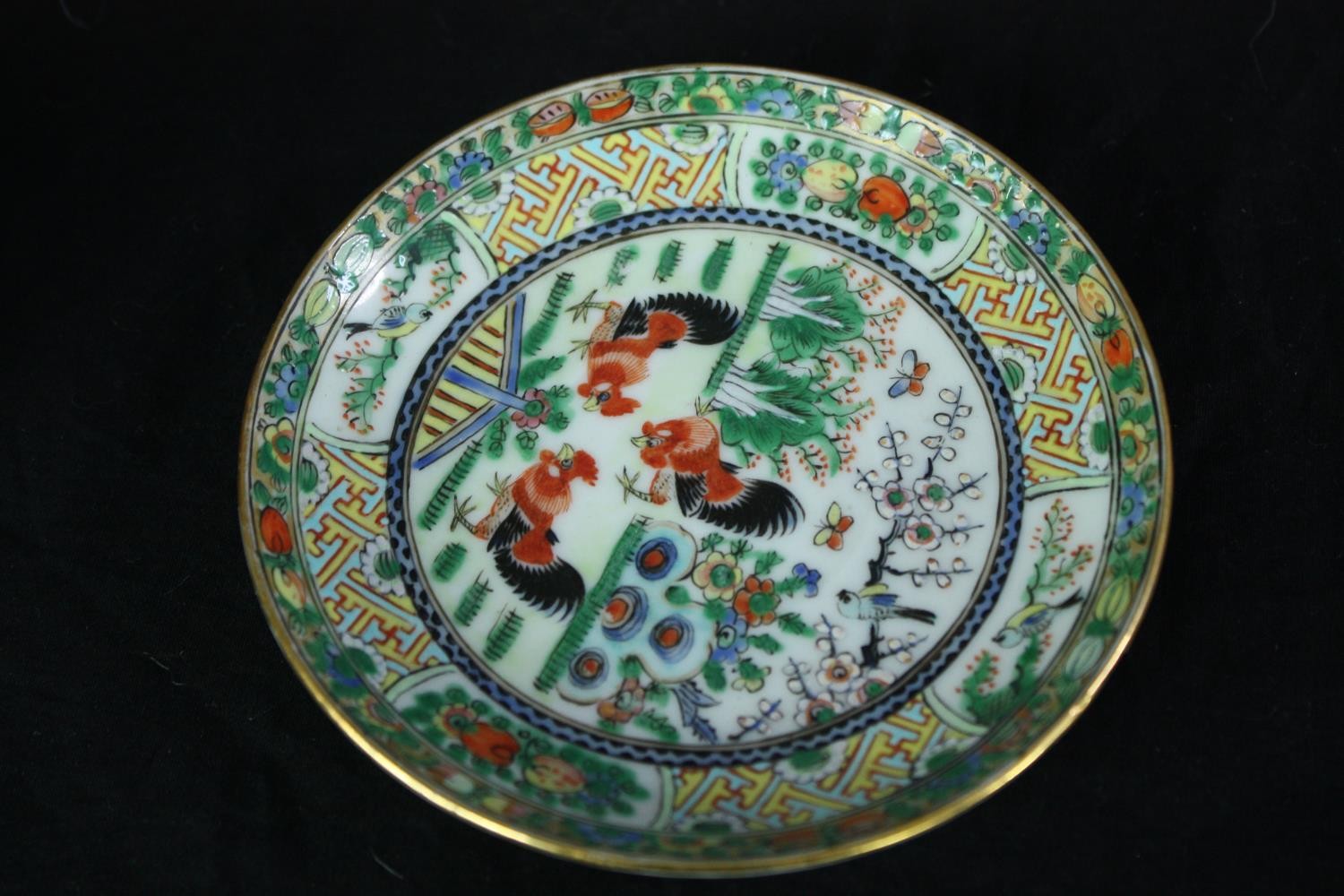 A set of tea cups and saucers. 'Made in China' probably for the export market. Hand painted and - Image 2 of 11