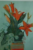 Anne de Geus (British b. 1934). Acrylic painting on paper. Still life. H.63 W.46 cm.