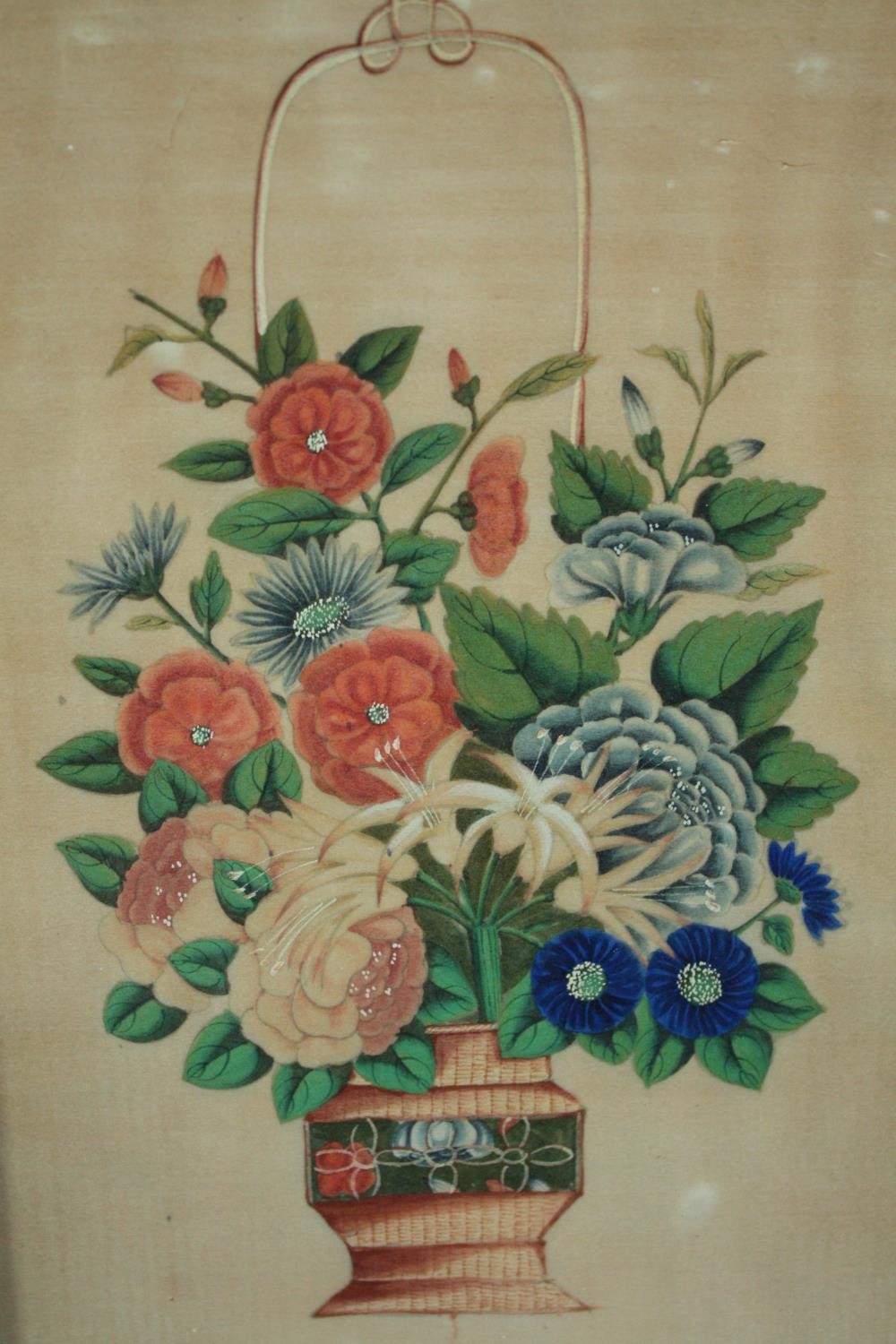 A Chinese watercolour painting on rice paper. Still life, flowers. Probably late nineteenth century.