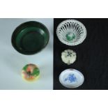 Mixed collection of five ceramic bowls, including two Herend hand painted pieces with Apponyi blue