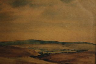 Watercolour painting. Landscape. Signed indistinctly lower right. H.48 W.56 cm.