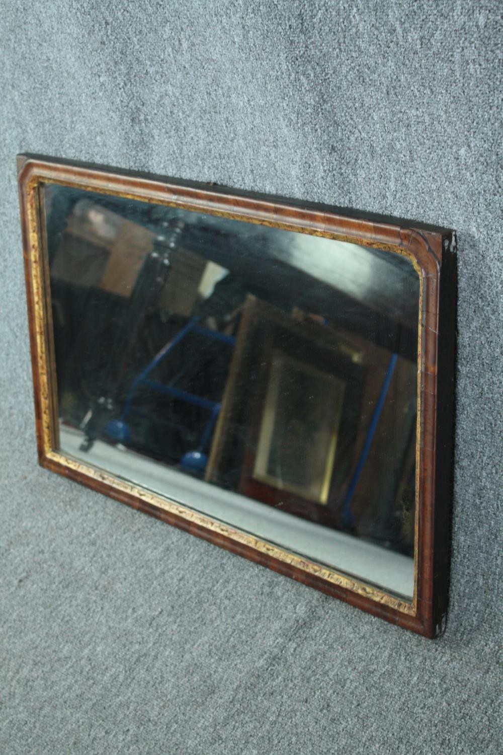 Wall mirror, Georgian walnut framed and parcel gilt. H.48 W.77cm. - Image 2 of 4