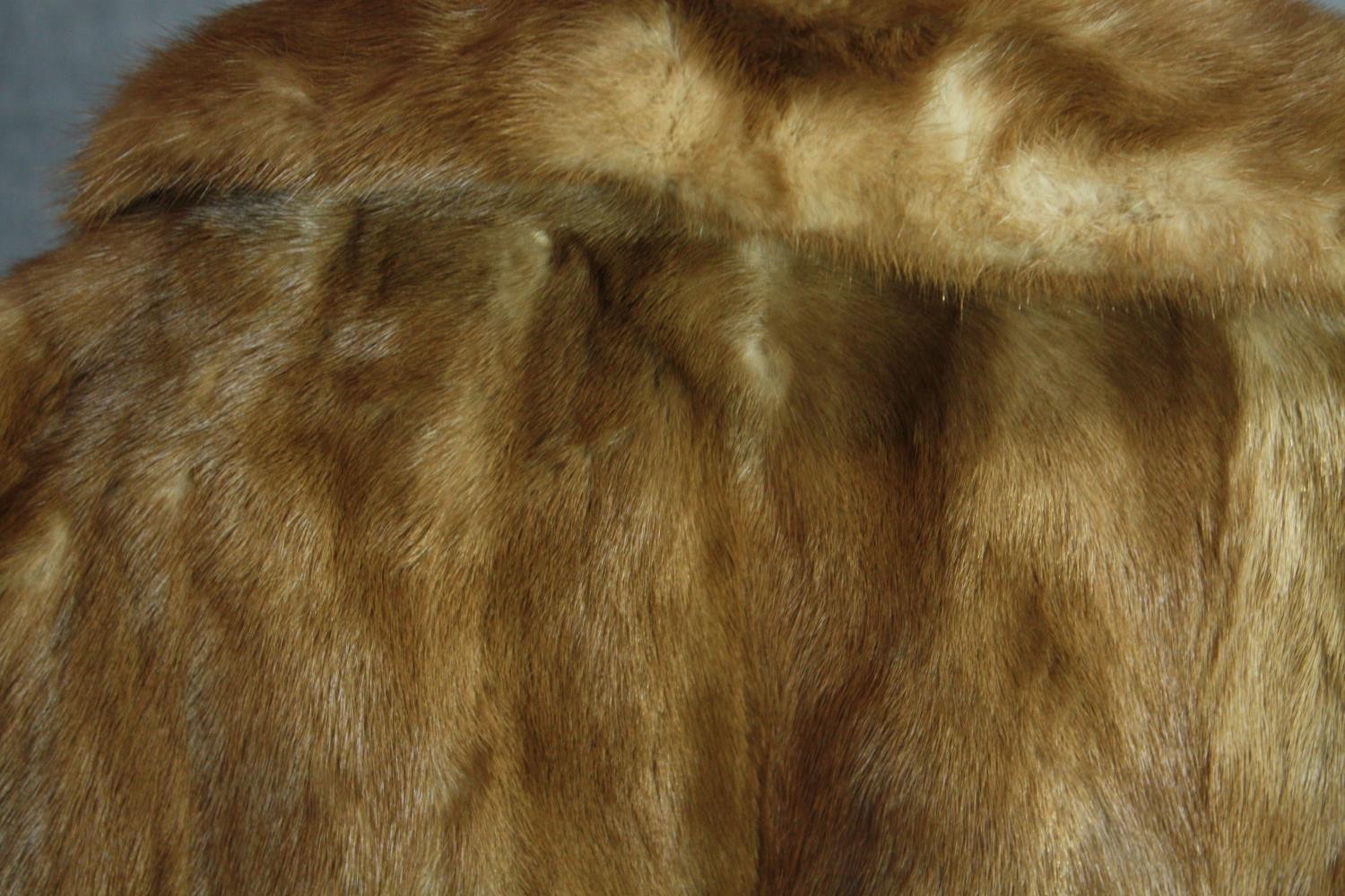 A vintage brown mink short fur coat by Scottish furriers A.E.Bell with dark green silk lining. - Image 8 of 11