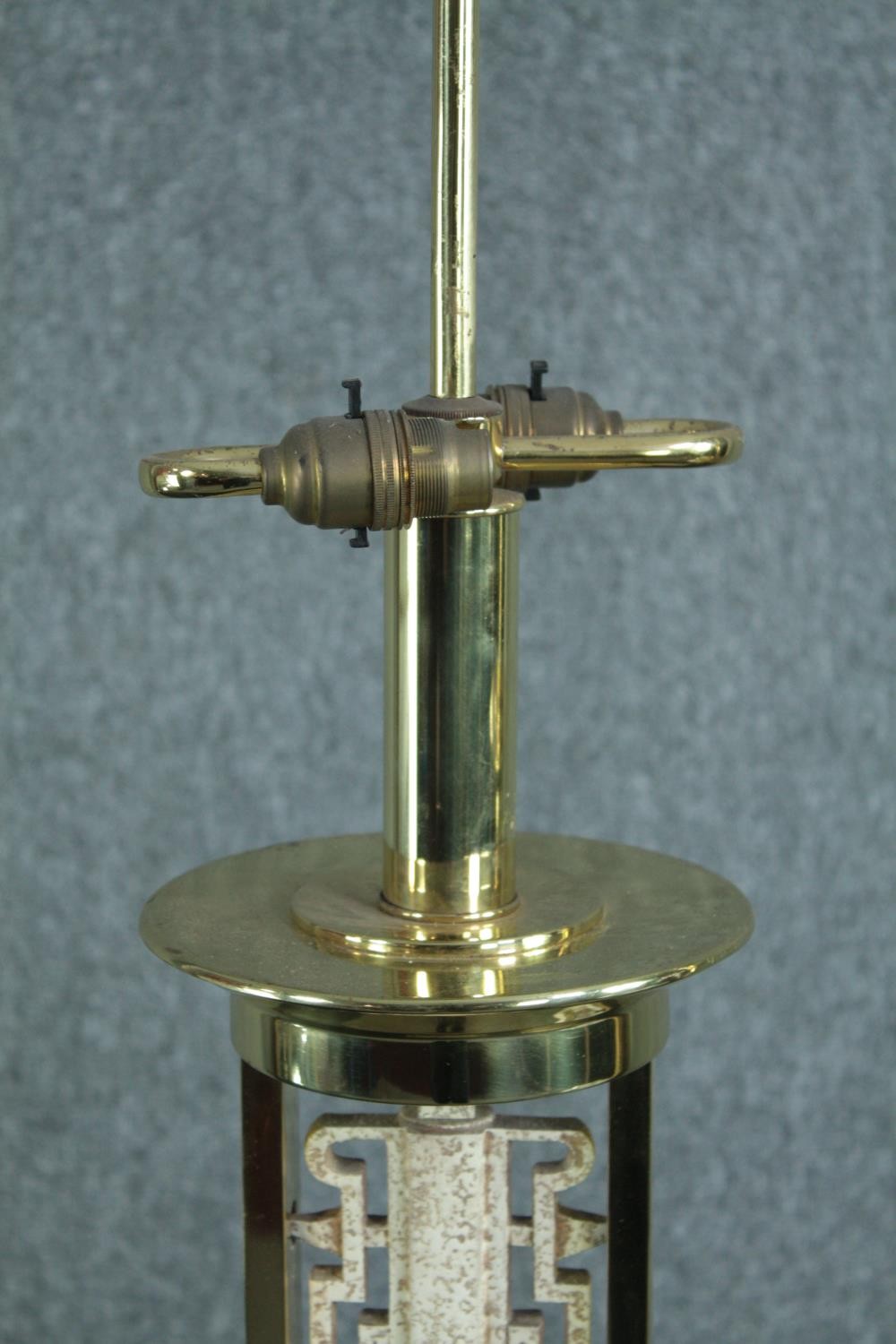 Table lamps, a pair, contemporary brass. H.88cm. (each) - Image 3 of 7