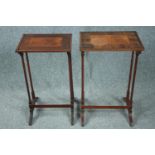 Occasional table, a pair graduating, 19th century walnut and crossbanded. H.68 W.44 D.32cm. (