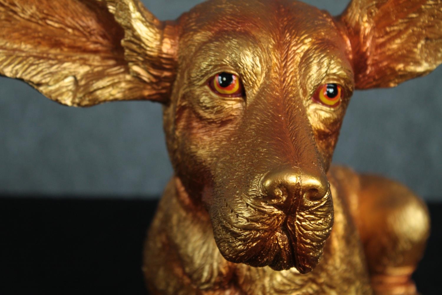 A contemporary dog figure finished in gold. H.34 W. 25 cm. - Image 4 of 6