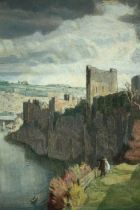 Charles March Gere RA RWS (1869-1957). Oil painting on board. Chepstow Castle. Signed lower left and