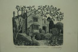 Claire Dalby (British b. 1944). Wood engraving titled 'Garden Cottage October'. Numbered 15 of 90