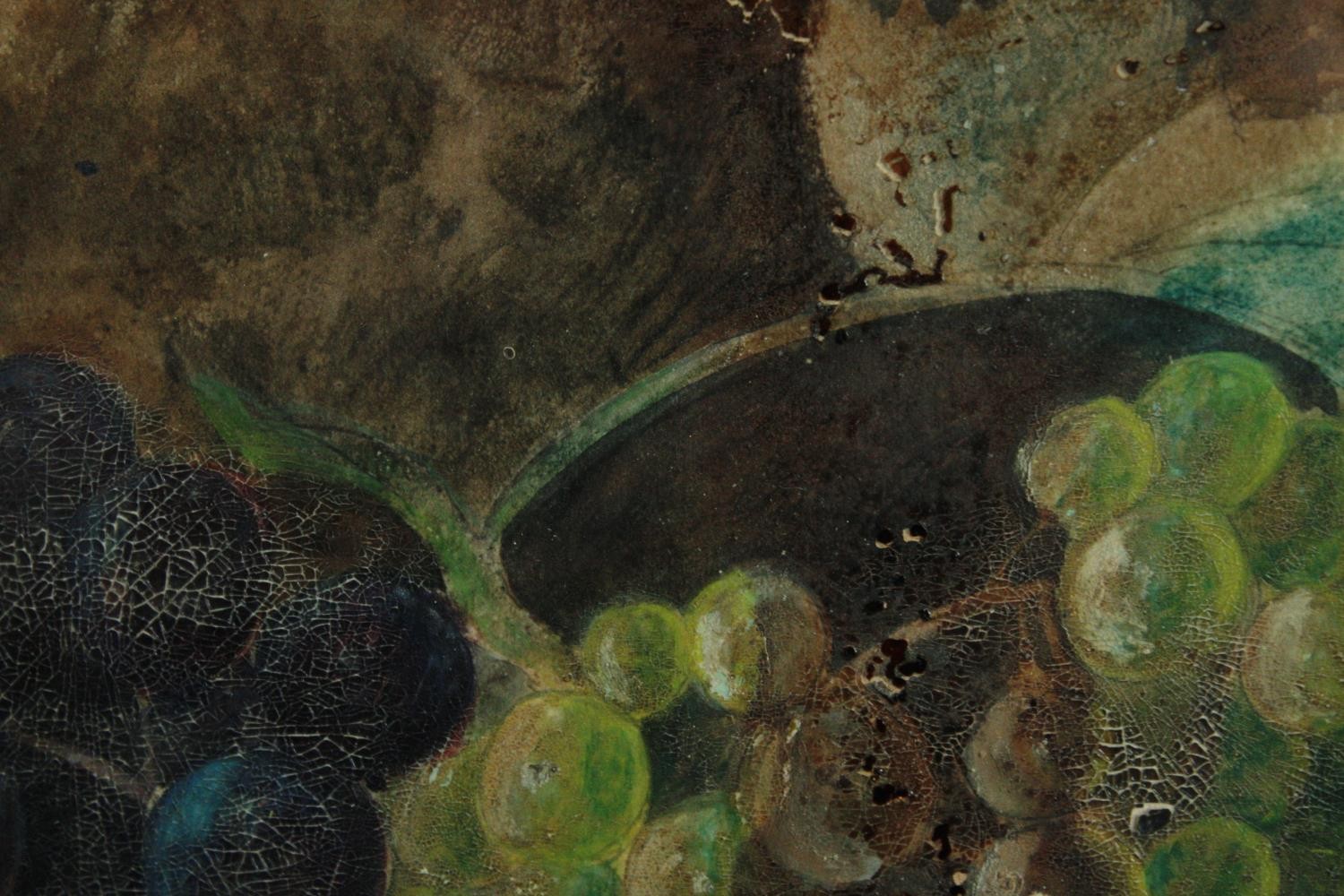Oil painting on board. Still life, fruit. With some marks behind the glass. Unsigned. H.42 W.55 cm. - Image 3 of 4
