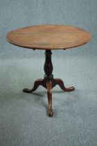 Occasional table, Georgian oak with tilt top action. H.75 Dia.86cm.