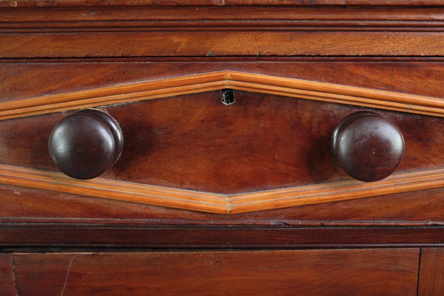 Cabinet, 19th century Continental flame mahogany. H.148 W.124 D.54cm. (Rear leg damaged as shown). - Image 5 of 6