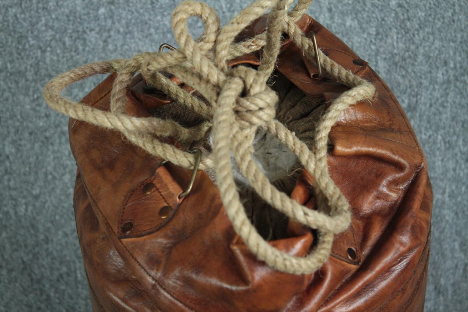 A boxing punchbag from the 'New York Boxing Club' dated 1982. Leather. H.67 Dia.32 cm. - Image 3 of 3