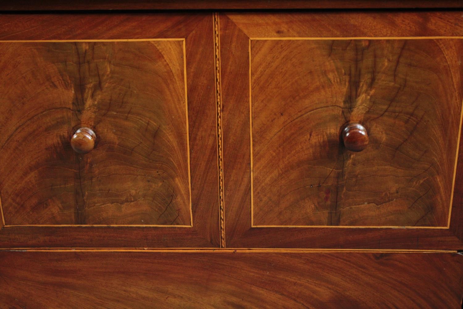 Chest of drawers, Georgian mahogany and satinwood inlaid. Small sized, converted from a commode. H. - Image 5 of 6