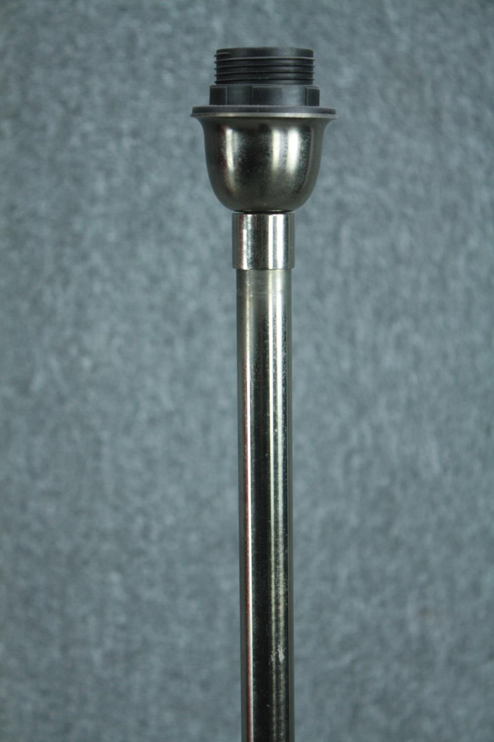 Floor standing lamp, chrome Art Deco style with a plate glass shelf at the centre. H.157 Dia.42 cm. - Image 5 of 5