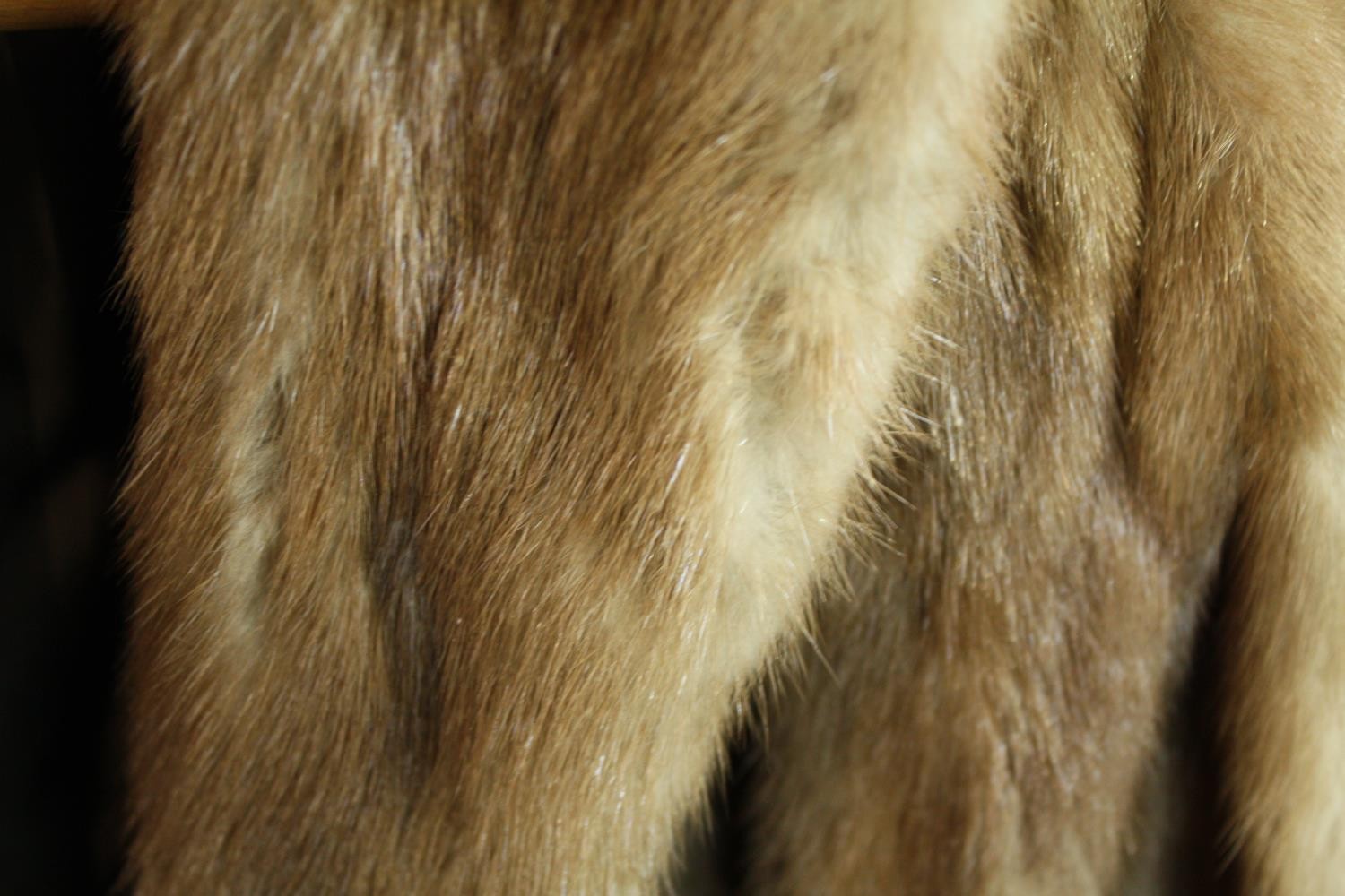 A vintage brown mink short fur coat by Scottish furriers A.E.Bell with dark green silk lining. - Image 11 of 11