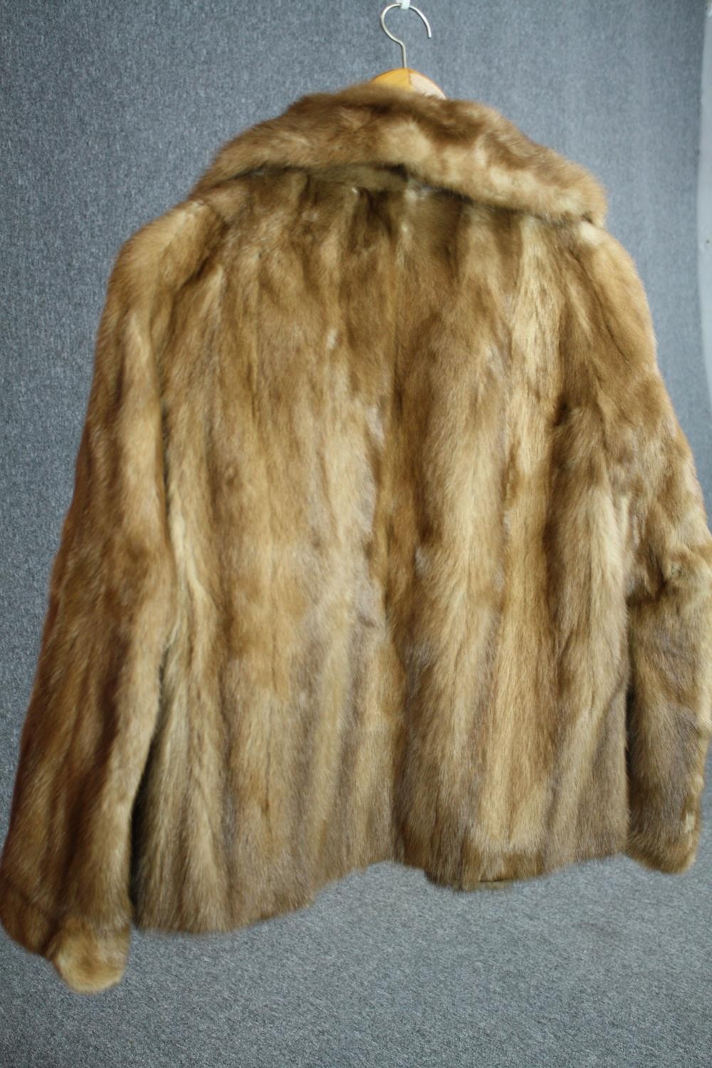 A vintage brown mink short fur coat by Scottish furriers A.E.Bell with dark green silk lining. - Image 6 of 11
