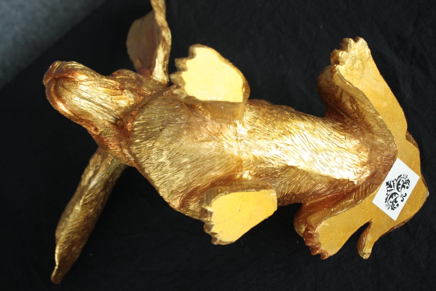 A contemporary dog figure finished in gold. H.34 W. 25 cm. - Image 6 of 6