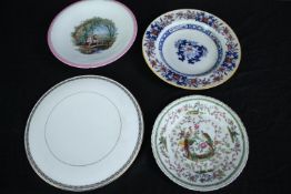 A mixed collection of decorative china plates. Made G. L. A. & Bros and Mintons. Dia. 27cm. (