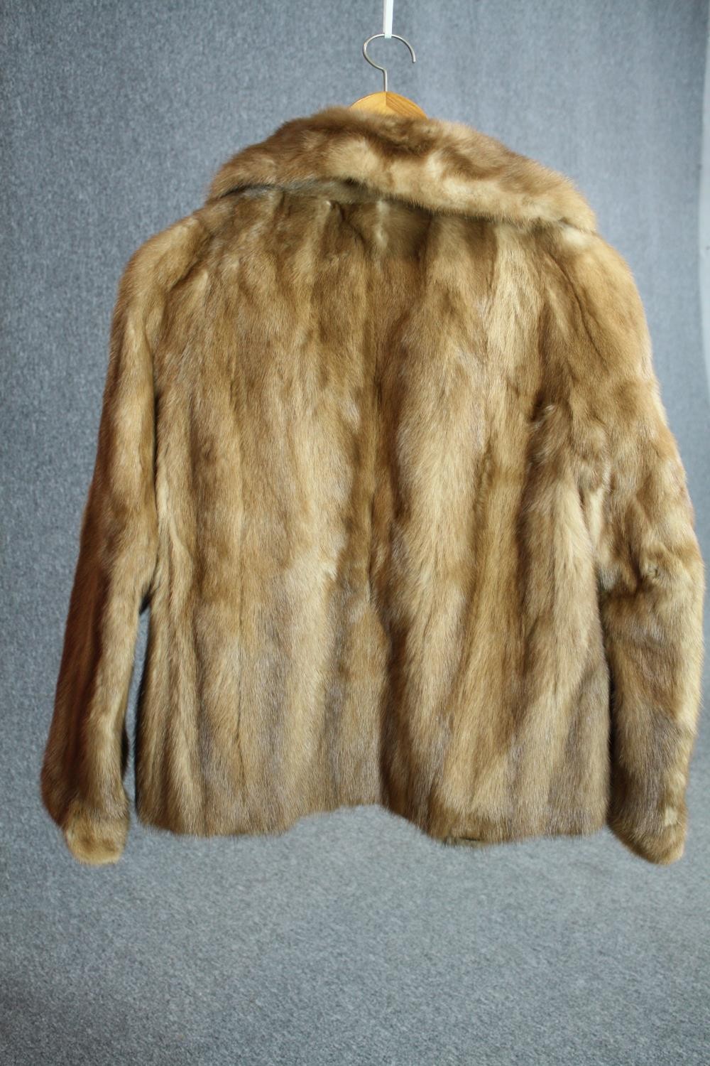 A vintage brown mink short fur coat by Scottish furriers A.E.Bell with dark green silk lining. - Image 7 of 11