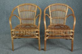 Armchairs, a pair, vintage bamboo.