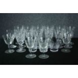 A mixed collection of glasses including wine and sherry glasses. H.11.5cm. (Largest)