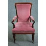 Armchair, 19th century mahogany framed, upholstered.