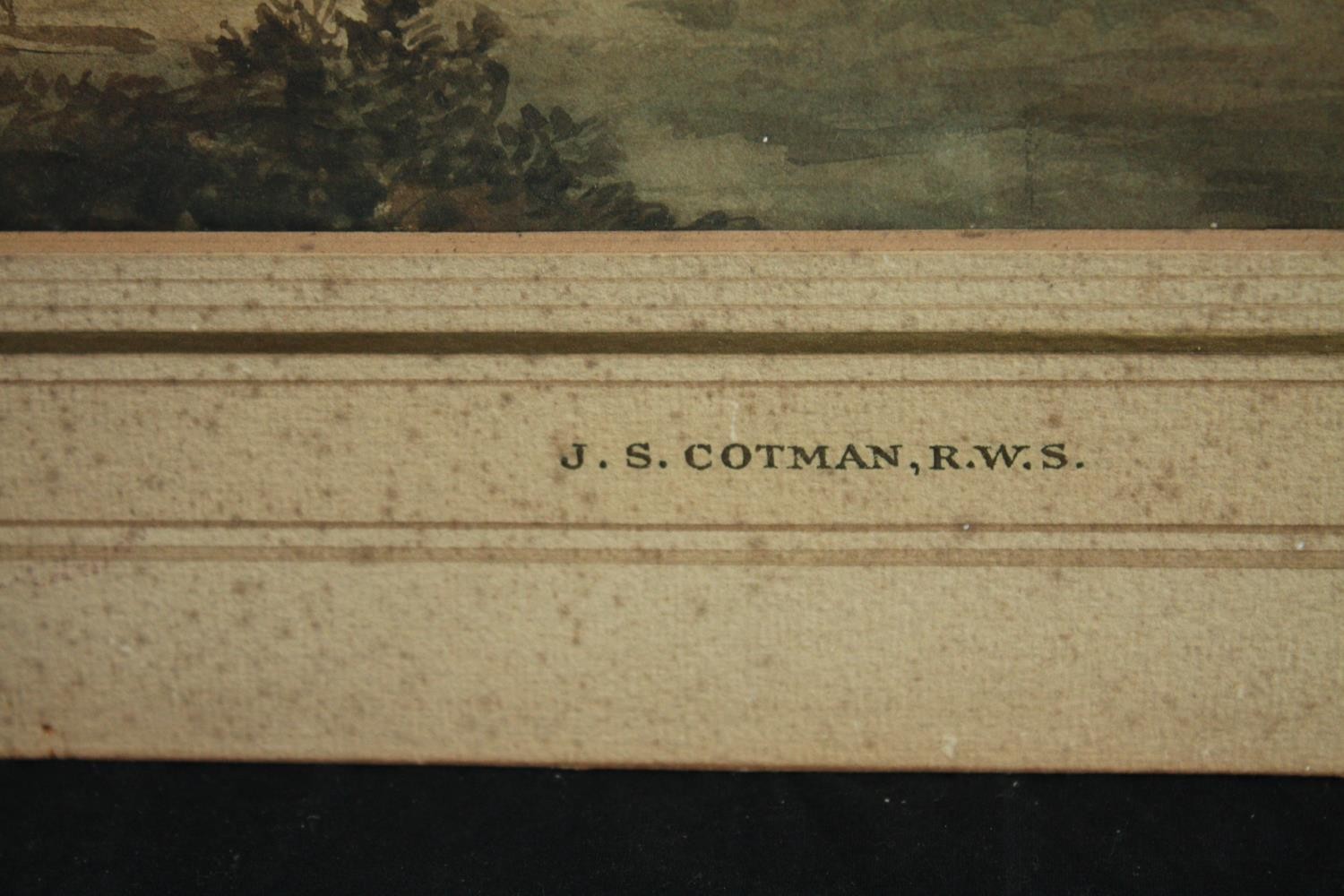 After John Sell Cotman (British. 1782 – 1842). Watercolour painting. Landscape. Foxed. H.39 W.50 cm. - Image 3 of 4