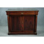 Chiffonier, early 19th century rosewood with ormolu mounts. Has a later protective plate glass