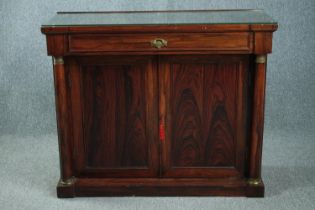 Chiffonier, early 19th century rosewood with ormolu mounts. Has a later protective plate glass