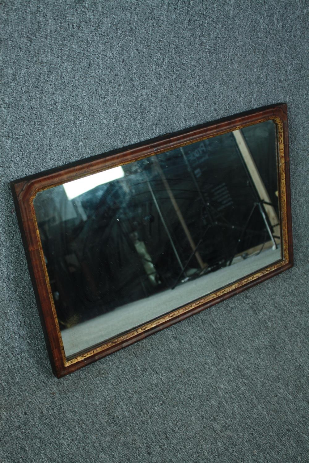 Wall mirror, Georgian walnut framed and parcel gilt. H.48 W.77cm. - Image 3 of 4
